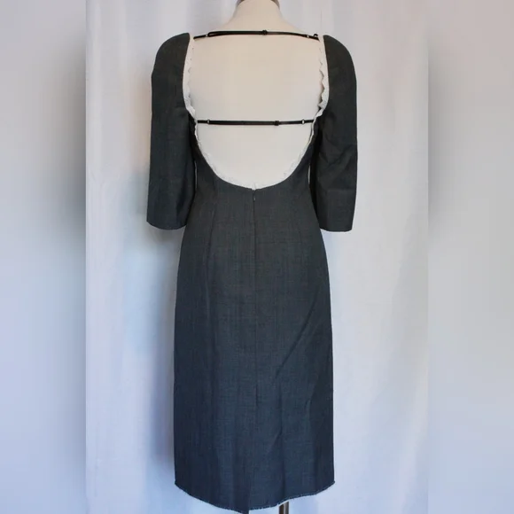 Shushu/Tong Grey Midi Dress NWT UK 10 / US 9–10 Lace Beaded Bow Satin Lined - Picture 3 of 13